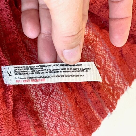 Intimately Free People Peplum Lace Tank Top Small Rust Orange Sleeveless Sheer - Picture 8 of 9